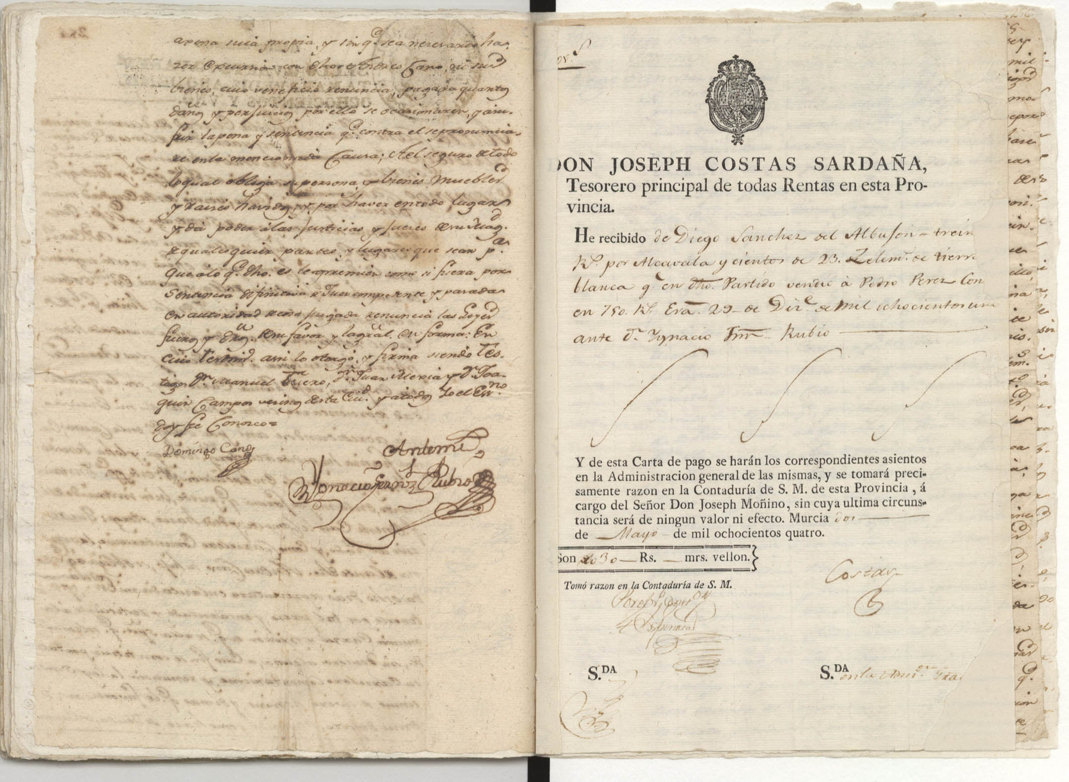 Registro de Ignacio Fernández Rubio, Murcia de 1801.